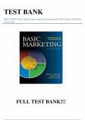 Test bank for BASIC MARKETING A Marketing Strategy Planning Approach 19th Edition with test questions and answers graded A&plus;