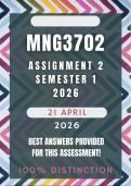MNG3702 Assignment 2 Semester 1 2026 Memo &vert; Due Date 21 April 2026