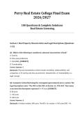 PERRY REAL ESTATE FINAL ACTUAL EXAM 2026&sol;2027 &vert; 100 Questions & Complete Solutions &vert; Licensing Prep &vert; Pass Guaranteed - A&plus; Graded