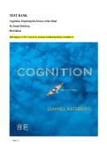 TEST BANK for Cognition&colon; Exploring the Science of the Mind &lpar;Reisberg&rpar; 8th Edition &ndash; Comprehensive Question Bank for All Chapters &lpar;1&ndash;15&rpar; &vert; Verified Answers