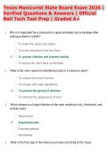 Texas Manicurist State Board Exam 2026 &vert; Verified Questions & Answers &vert; Official  Nail Tech Test Prep &vert; Graded A&plus;