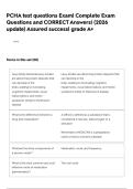 PCHA test questions Exam&vert; Complete Exam Questions and CORRECT Answers&vert; &lpar;2026 update&rpar; Assured success&vert; grade A&plus;