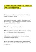 DOT PRACTICE EXAM PAPER 2026 QUESTIONS WITH ANSWERS GRADED A&plus;