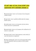ETS MFT MBA ACTUAL EXAM SCRIPT 2026 QUESTIONS WITH ANSWERS GRADED A&plus;