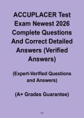ACCUPLACER Test Exam 2026 PDF &ndash; Complete Questions & Verified Answers