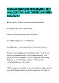 NURSING DIAGNOSIS PREPARATION TEST 2026 QUESTIONS AND CORRECT ANSWERS GRADED A&plus;
