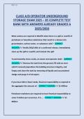 CLASS A&sol;B OPERATOR UNDERGROUND  STORAGE EXAM 2025 &ndash; 85 COMPLETE TEST  BANK WITH ANSWERS ALREADY GRADED A  2025&sol;2026 