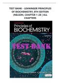 Test Bank - Lehninger Principles of Biochemistry&comma; 8th Edition &lpar;Nelson&comma; 2026&rpar; Chapter 1-28 &vert; All Chapters