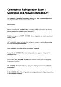 Commercial Refrigeration Exam II Questions and Answers &lpar;Graded A&plus;&rpar;