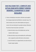 AHA PALS EXAM NEWEST  ACTUAL EXAM TEST  QUESTIONS AND CORRECT DETAILED ANSWERS  WITH RATIONALES &lpar;VERIFIED ANSWERS&rpar; &vert;ALREADY  GRADED A&plus;&vert;&vert;NEWEST VERSION 