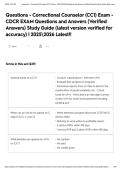 Questions - Correctional Counselor &lpar;CC1&rpar; Exam - CDCR EXAM Questions and Answers &lpar;Verified Answers&rpar; Study Guide &lpar;latest version verified for accuracy&rpar; &vert; 20252026 Latest&excl;&excl;