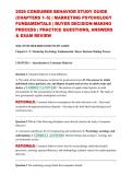 2026 CONSUMER BEHAVIOR STUDY GUIDE &lpar;CHAPTERS 1&ndash;5&rpar; &vert; MARKETING PSYCHOLOGY FUNDAMENTALS &vert; BUYER DECISION-MAKING PROCESS &vert; PRACTICE QUESTIONS&comma; ANSWERS & EXAM REVIEW