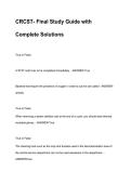 CRCST- Final Study Guide with Complete Solutions