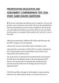 PRIORITIZATION DELEGATION AND ASSIGNMENT COMPREHENSIVE TEST 2026 STUDY GUIDE SOLVED QUESTIONS