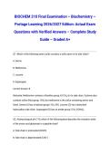 BIOCHEM 210 Final Examination &ndash; Biochemistry &ndash; Portage Learning 2026&sol;2027 Edition&colon; Actual Exam Questions with Verified Answers &ndash; Complete Study Guide &ndash; Graded A&plus;