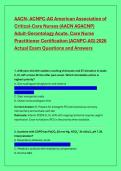 AACN- ACNPC-AG American Association of  Critical-Care Nurses &lpar;AACN AGACNP&rpar;  Adult-Gerontology Acute&period; Care Nurse  Practitioner Certification &lpar;ACNPC-AG&rpar; 2026  Actual Exam Questions and Answers 