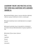 LEADERSHIP THEORY AND PRACTICE ACTUAL TEST PAPER 2026 QUESTIONS WITH ANSWERS GRADED A&plus;