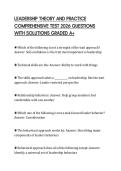LEADERSHIP THEORY AND PRACTICE COMPREHENSIVE TEST 2026 QUESTIONS WITH SOLUTIONS GRADED A&plus;
