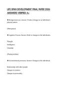 LIFE SPAN DEVELOPMENT FINAL PAPER 2026 ANSWERS VERIFIED A&plus;