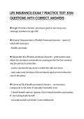LIFE INSURANCE EXAM 7 PRACTICE TEST 2026 QUESTIONS WITH CORRECT ANSWERS