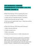LIFE INSURANCE LICENSING COMPREHENSIVE ASSESSMENT 2026 FULL ANSWERS GRADED A&plus;