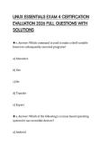 LINUX ESSENTIALS EXAM 4 CERTIFICATION EVALUATION 2026 FULL QUESTIONS WITH SOLUTIO