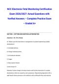 NCC Electronic Fetal Monitoring Certification Exam 2026&sol;2027&colon; Actual Questions with Verified Answers &ndash; Complete Practice Exam &ndash; Graded A&plus;