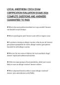 LOCAL ANESTHESIA CDCA EXAM CERTIFICATION EVALUATION EXAMS 2026 COMPLETE QUESTIONS AND ANSWERS GUARANTEED TO PASS