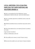 LOCAL ANESTHESIA CDCA EXAM FINAL PAPER 2026 TEST PAPER QUESTIONS AND SOLUTIONS GRADED A&plus;