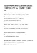 LOUISIANA LAW PRACTICE STUDY SHEET 2026 QUESTIONS WITH FULL SOLUTION GRADED A&plus;