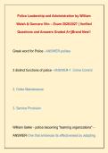 Police Leadership and Administration by William  Walsh & Gennaro Vito &ndash; Exam 2026&sol;2027 &vert; Verified  Questions and Answers Graded A&plus;&vert;&vert;Brand New&excl;&excl; 