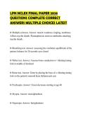 LPN NCLEX FINAL PAPER 2026 QUESTIONS COMPLETE CORRECT ANSWERS MULTIPLE CHOICES LATEST