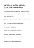 LSUE BIOLOGY 1001 FINAL PAPER 2026 QUESTIONS WITH FULL ANSWERS