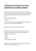 LSUE BIOLOGY 1001 PRACTICE TEST 2026 QUESTIONS WITH CORRECT ANSWERS