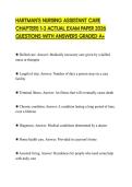 HARTMAN'S NURSING ASSISTANT CARE CHAPTERS 1-3 ACTUAL EXAM PAPER 2026 QUESTIONS WITH ANSWERS GRADED A&plus;