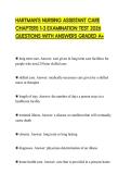 HARTMAN'S NURSING ASSISTANT CARE CHAPTERS 1-3 EXAMINATION TEST 2026 QUESTIONS WITH ANSWERS GRADED A&plus;