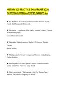 HISTORY 105 PRACTICE EXAM PAPER 2026 QUESTIONS WITH ANSWERS GRADED A&plus;