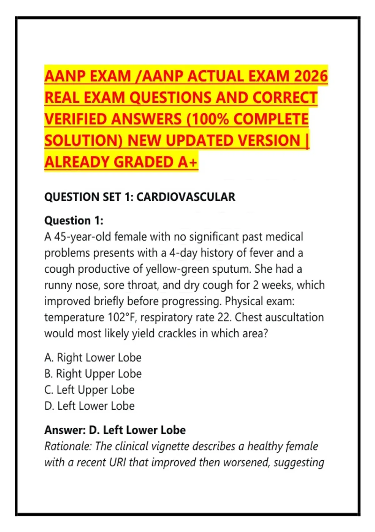 AANP EXAM /AANP ACTUAL EXAM 2026 REAL EXAM QUESTIONS AND CORRECT ...