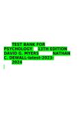 Test Bank Psychology 13th Edition by David G&period; Myers & Nathan C&period; DeWall &vert; ISBN 9781319132101 &vert; Complete Psychology Exam Practice Questions With Answers