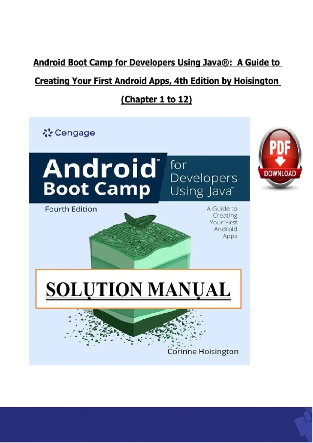 Solutions Manual for Android Boot Camp for Developers Using Java®: A ...