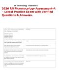 2026 RN Pharmacology Assessment-A  &ndash; Latest Practice Exam with Verified  Questions & Answers&period;
