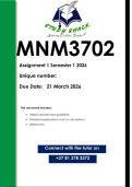MNM3702 Assignment 1 &lpar;QUALITY ANSWERS&rpar; Semester 1 2026