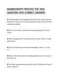 MAMMOGRAPHY PRACTICE TEST 2026 QUESTIONS WITH CORRECT ANSWERS