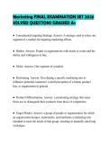 Marketing FINAL EXAMINATION SET 2026 SOLVED QUESTIONS GRADED A&plus;