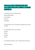 Marketing FINAL PREPARATION TEST 2026 QUESTIONS AND CORRECT ANSWERS GRADED A&plus;