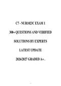 C7 - NUR1023C EXAM 1 300&plus; QUESTIONS AND VERIFIED SOLUTIONS BY EXPERTS LATEST UPDATE 2026&sol;2027 GRADED A&plus; &period;