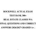 ROCKWELL ACTUAL EXAM TEST BANK 300&plus; REAL ESTATE CLASSES WA FINAL QUESTIONS AND CORRECT ANSWERS 2026&sol;2027 GRADED A&plus; &period;