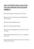 MATH 110 STATISTICS FINAL EXAM ACTUAL TEST 2026 QUESTIONS WITH SOLUTIONS GRADED A