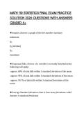 MATH 110 STATISTICS FINAL EXAM PRACTICE SOLUTION 2026 QUESTIONS WITH ANSWERS GRADED A&plus;