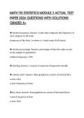 MATH 110 STATISTICS MODULE 2 ACTUAL TEST PAPER 2026 QUESTIONS WITH SOLUTIONS GRADED A&plus;